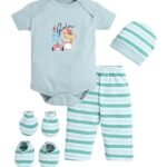 EIO New Born Baby Multi-Color Cotton Sleep Suit Romper Body Jumpsuti Body Suit for Boys - half mint