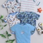 New Born Baby Multi-Color Cotton Sleep Suit Romper Body Jumpsuti Body Suit for Boys and Girls Combo Set of 5 - Blue