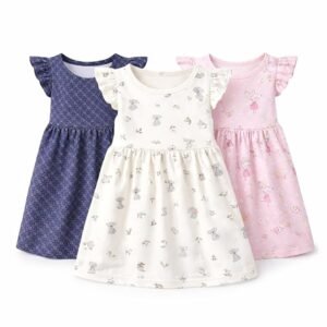 EIO Girls Multicolor Cotton Frocks Short sleeves