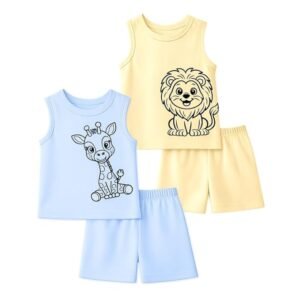 EIO Baby Boys Printed Sleeveless T-Shirt & Short Set